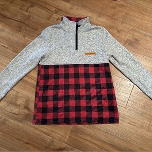 Simply Southern Gray and Red Houndstooth design pullover Sz Large